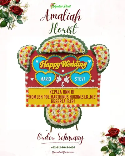 Karangan Papan Bunga Pernikahan di Rongga